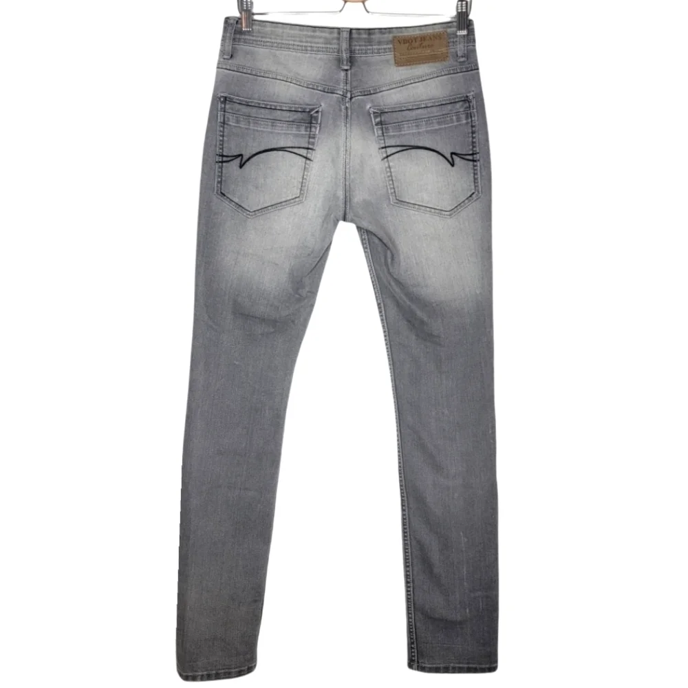 VDot Ultra Slim Men Jeans Pop Fit Mid Rise Tapered Light Faded Grey Tall 32 x 34